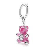 Teddy key ring, Bear, Pink, Rhodium plated